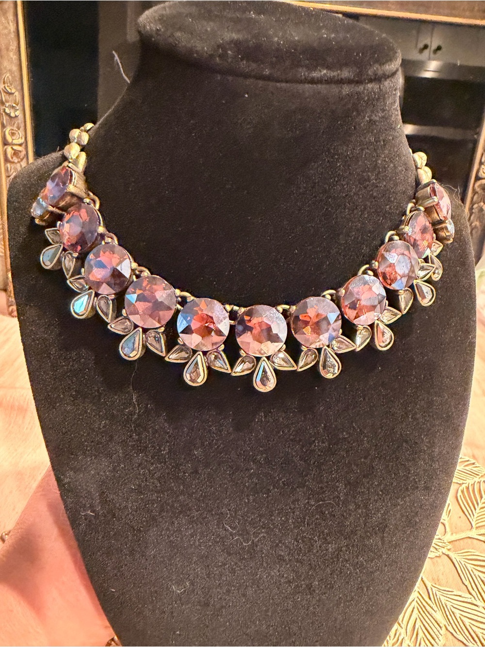 Charming Charlie Vintage-Inspired Purple Crystal Statement Necklace